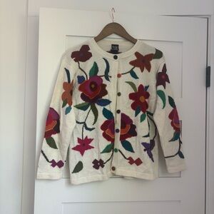 Efrata Global Floral Alpaca Cardigan Sweater